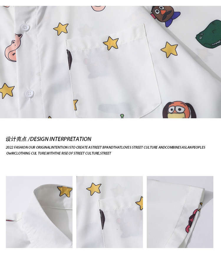 Men's Casual Shirts Oversize Summer Fashion Cartoon Printing Personality Joker Couples Casual Shirts Mens Male and Female Students 230410