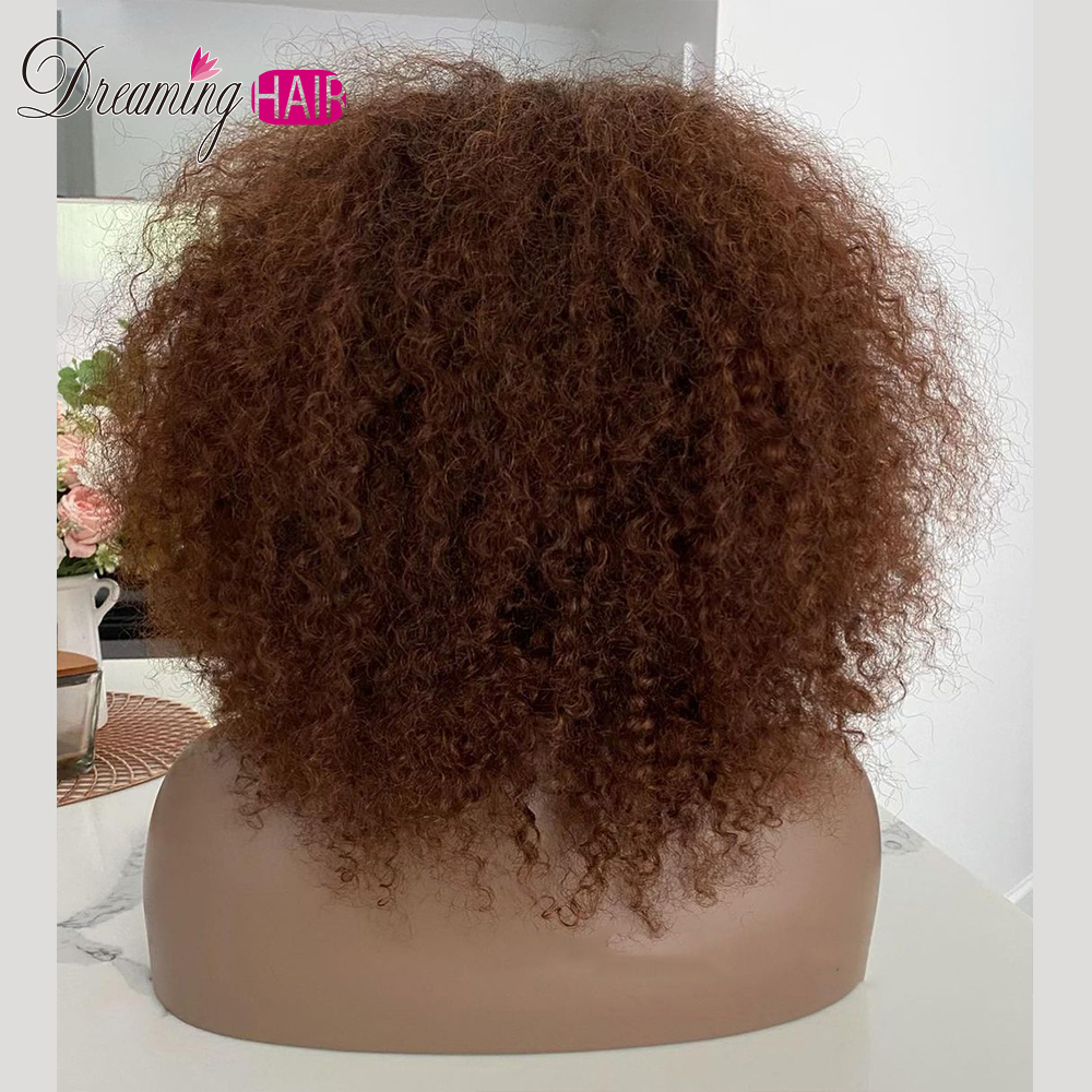 180 Density Brazilian Short Kinky Curly Wigs with Bangs for Black Women Simulation Human Hair Wig Glueless Jerry Curly Synthetic Lace Front Wig
