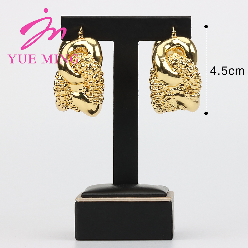 Hoop Huggie Hoop Earrings Jewelry for Women African Gold Plated Irregular Big Earrings for Dubai Weddings Party Gold Color Earring Jewellery 230411