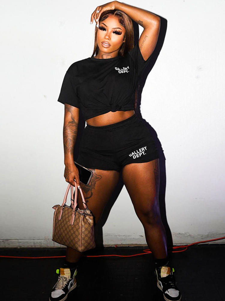 Women s Tracksuits Sifreyr Y2K Letter Print Casual Shorts Set Two Piece Set Summer Short Sleeve O Neck T Shirts And Suits 230411