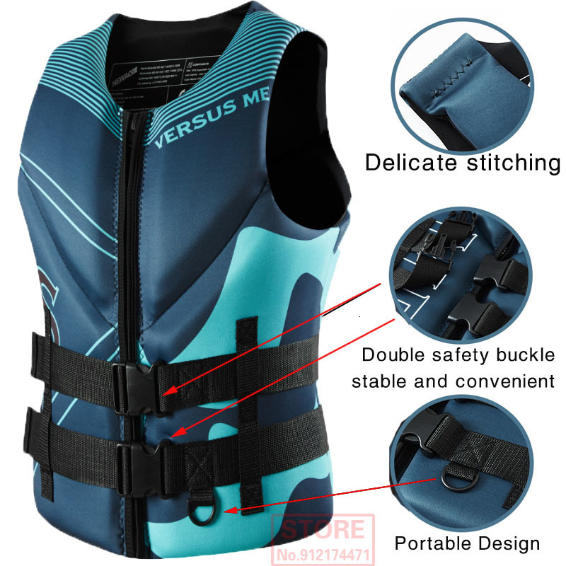 Life Vest Buoy Life Jacket Super Buoyancy Neoprene Life Jacket for Adult Surf Raft Kayak Fishing Jet Ski Water Sport Swimming Rescue Life Vest 230411