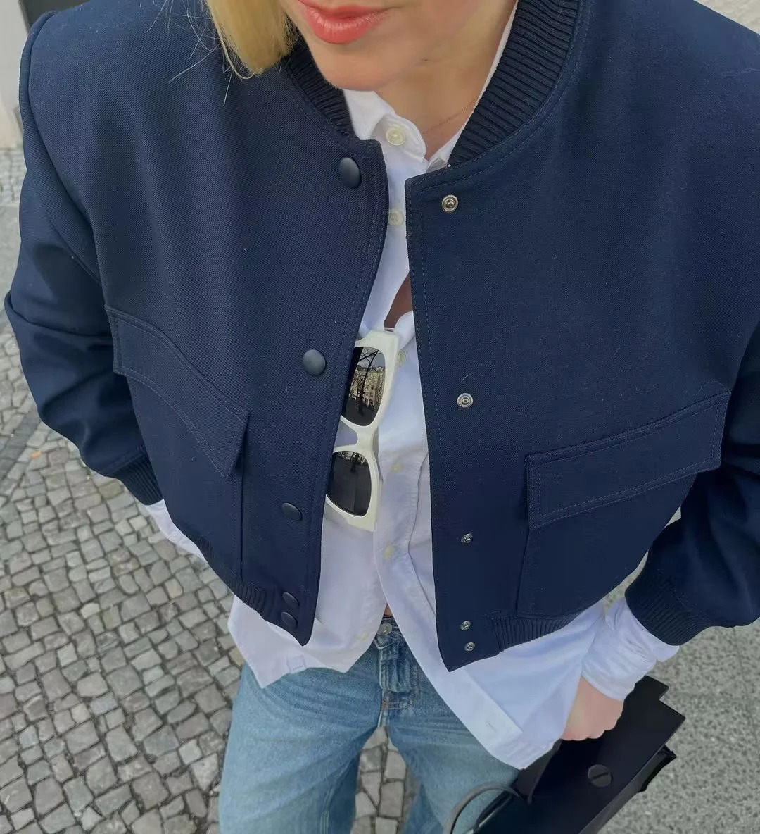 Womens Jackets SLTNX TRAF Woman Bomber for Women Chic Coats Female Casual Singlebreasted with Pockets Jacket Outerwear Tops 231110