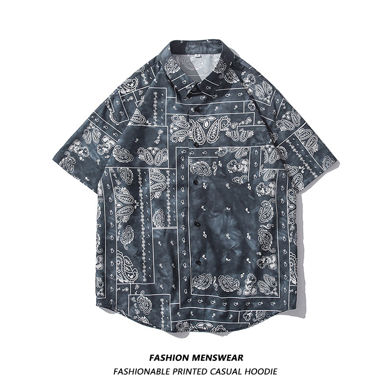 Men's Casual Shirts Oversized Shirts Mens Cashew Nut Printing In The Summer of A Casual Shirt for Joker Couples Male Female Students 230410