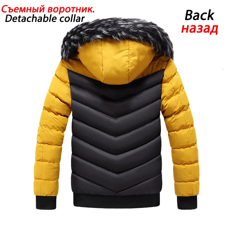 Men's Down Parkas Men Winter Jacket Fur Collar Hooded Thick Warm Cotton Outwear Man Patchwork Parka and Coats Windbreaker Parkas Male M-5XL 23111