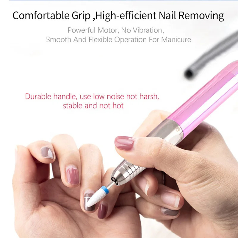 Nail Manicure Set Heart Shape Electric Drill 35000RPM Nails Milling Cutter Wireless Pedicure Grinder Rechargeable Drilling Machine 231110