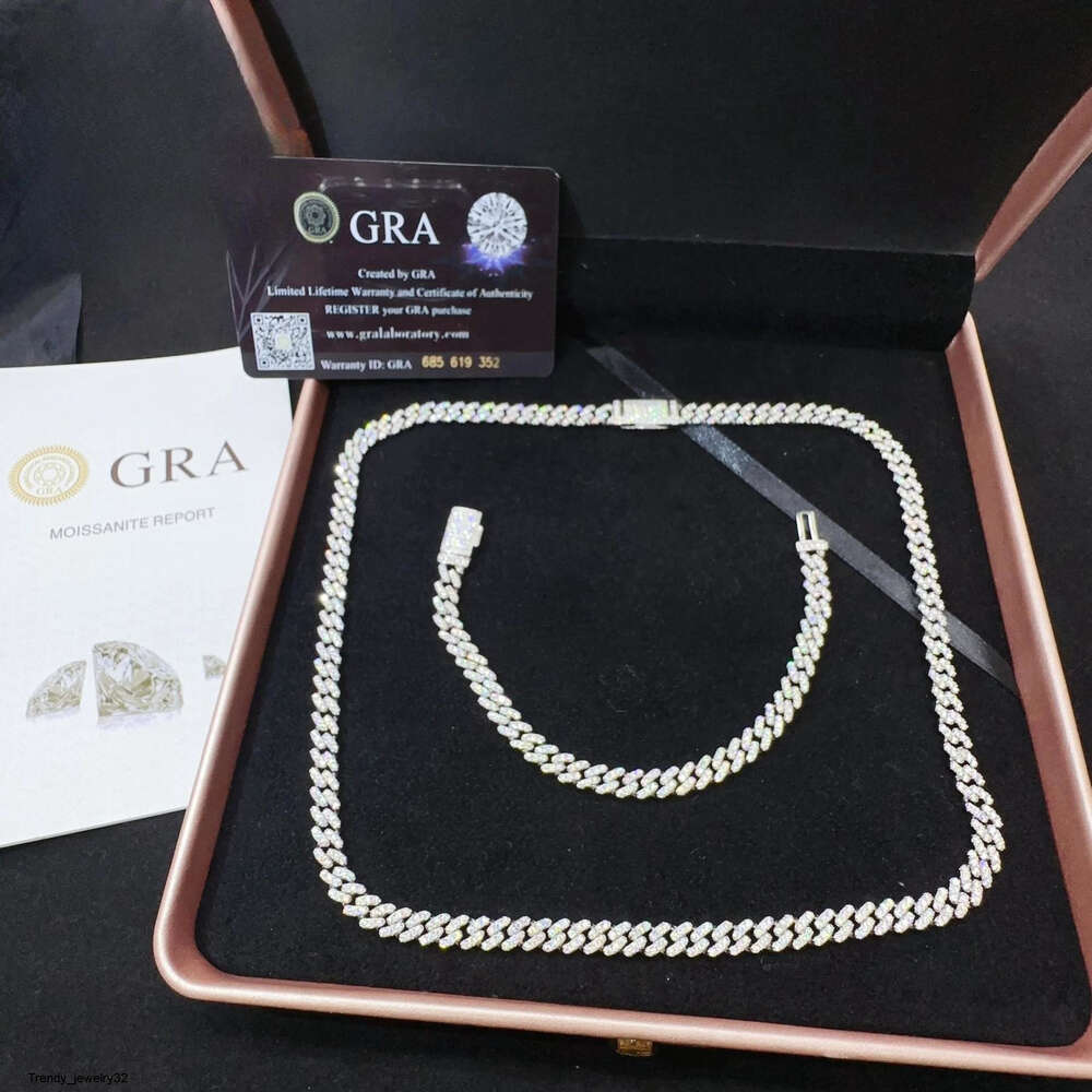necklace moissanite chain925 sterling silver wholesale price iced out vvs moissanite diamond jewelry hip hop cuban link chain