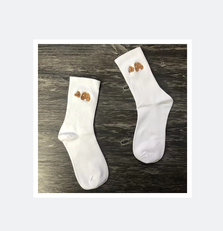 Men's Socks Severed Bear Embroidery Cylinder Pure Cotton Men's Socks Women's Socks Sports Casual Socks