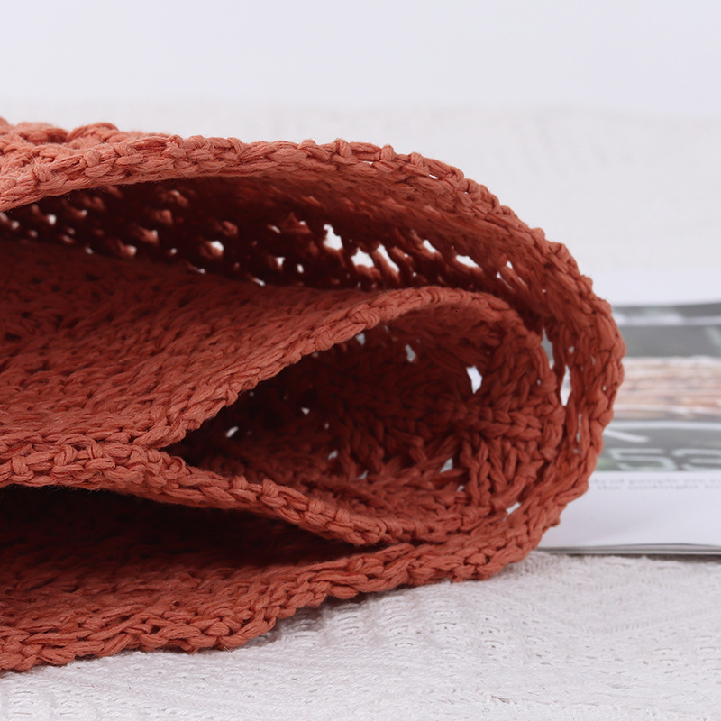 Stingy Brim Hats Women Summer Crochet Hollow Bucket Hat Sunscreen Breathable Japanese Fashion Sun Cap Outdoor Straw Panama Hat 230411