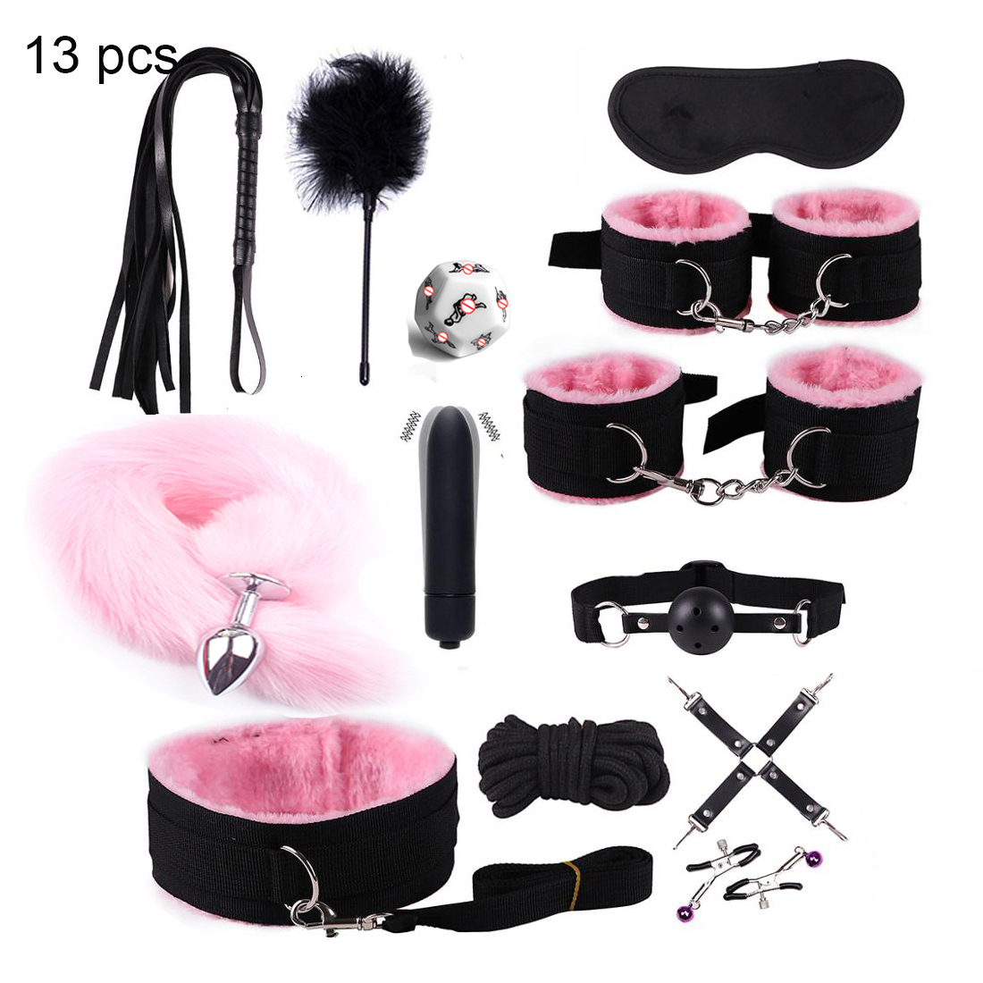 Cockrings Sexy Leather BDSM Kits Plush Bondage Set Handcuffs Games Whip Gag Nipple Clamps Toys For Couples Exotic Accessories 230411