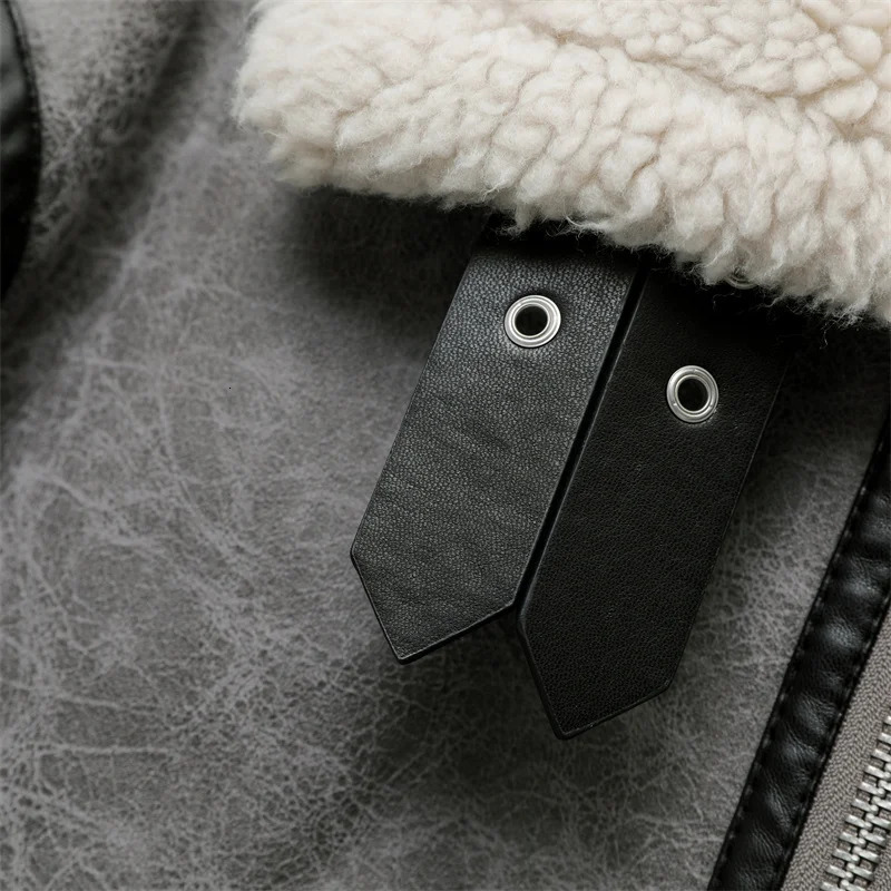 Men's Jackets RARF men's gray thick lapel fur one fleece double-sided jacket Warm men's motorcycle jacket top 231110