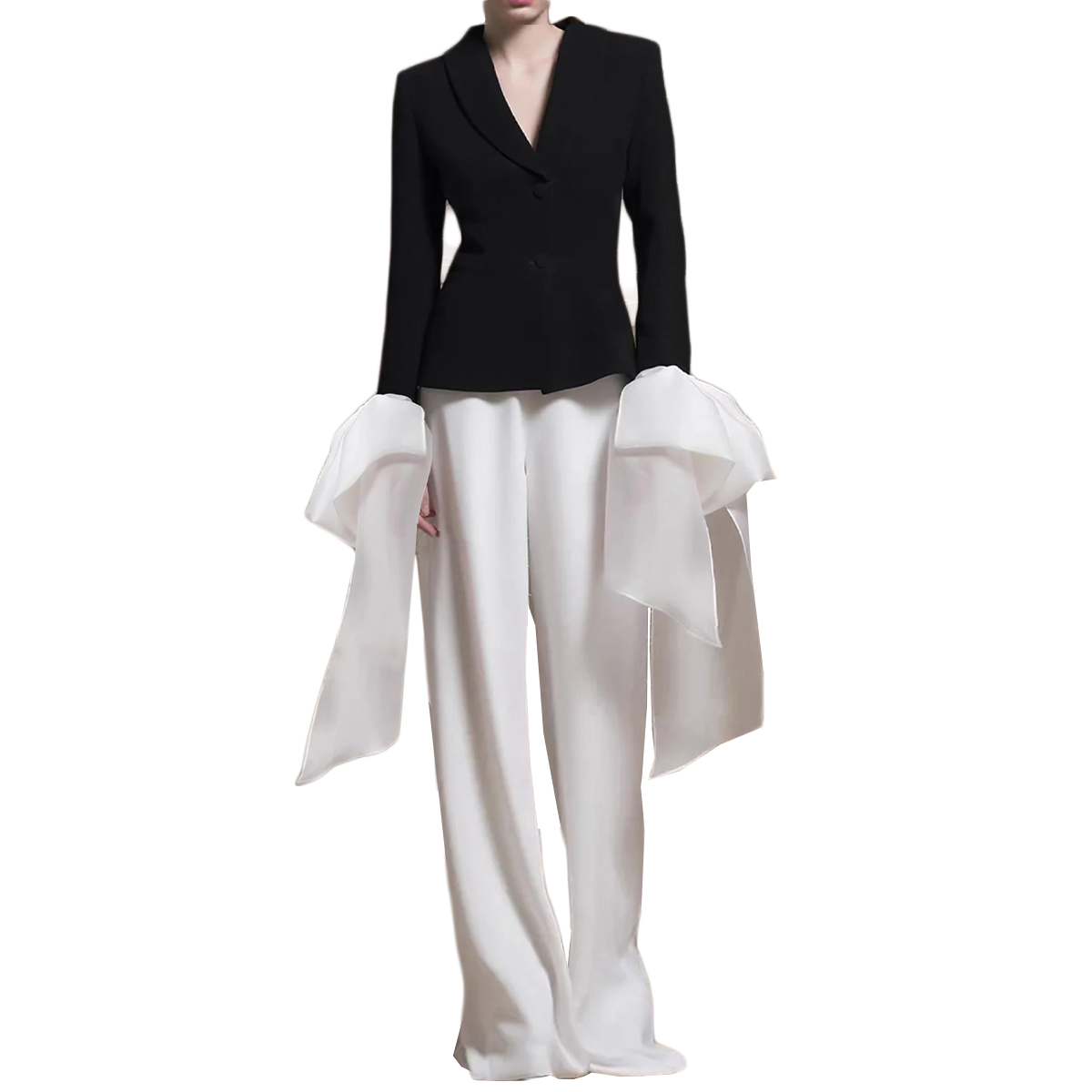 Black Mother Of The Bride Pants Suits Slim FIt Women Long Sleeve Formal Party Prom Evening Guest Wear 2 Pieces