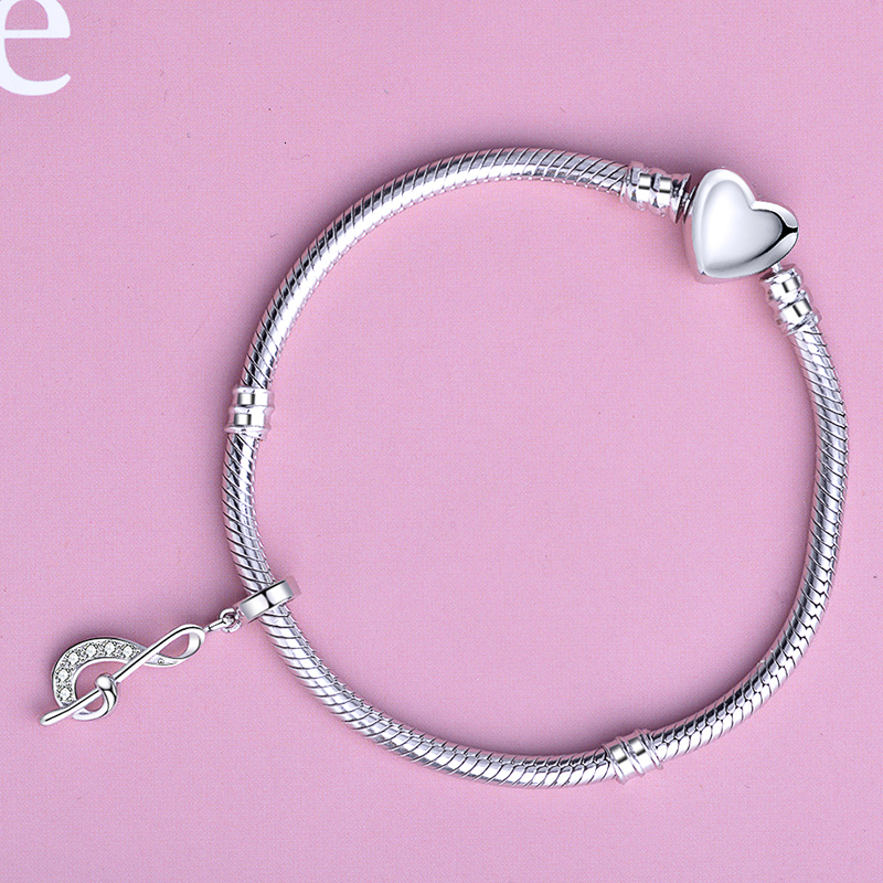 Charms Xiaojing 925 Sterling Silver Musical Note Pendant Beads Zircon Charms Fit European Bracelet Jewelry for Women Musician Gift 230411