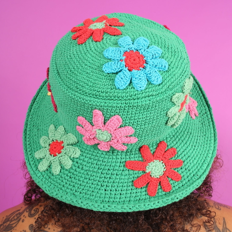 Stingy Brim Hats Doury y2k Knitted Bucket Hats Women Flower Pattern Wide Brim Outdoor Sun Protection Bucket Cap Po Props Fisherman Hat 230411