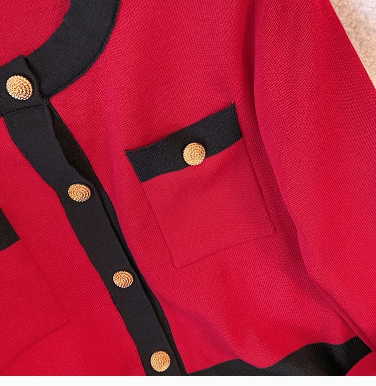 Women's autumn and winter new sweater and pants set round neck single breasted knitted loose cardigan wide leg pants