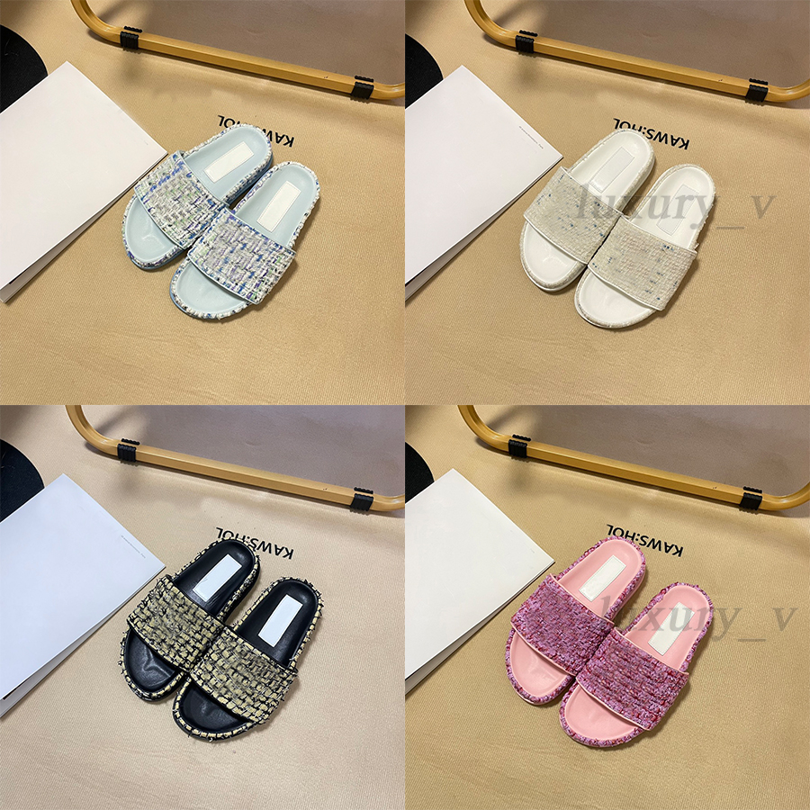Designer Women Slippers Camellia Sandals Knitted Embroidered Comfort Slipper Letter Decorative Slipper Summer Beach Flip Flops, Color1
Designer Women Slippers Camellia Sandals Knitted Embroidered Comfort Slipper Letter Decorative Slipper Summer Beach Flip Flops, Color1