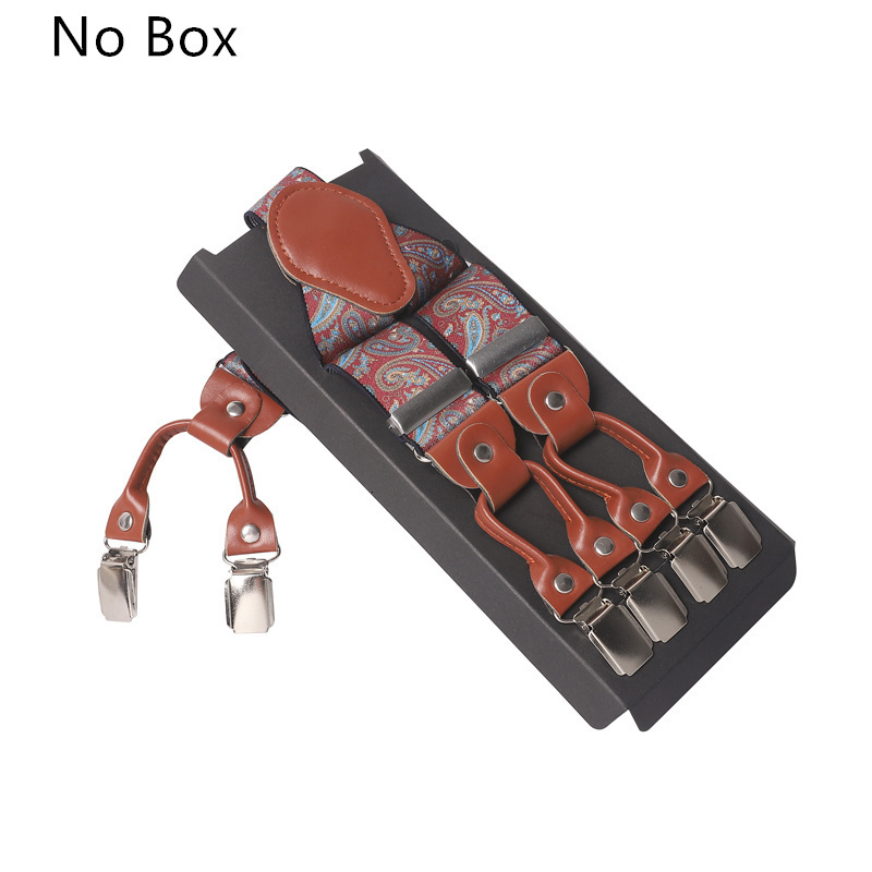 Suspenders Men Suspenders Brown Leather 6 Clips Braces Vintage Unisex Casual Suspensorio Tirante Trousers Strap Bretele Wedding Accessories 230411