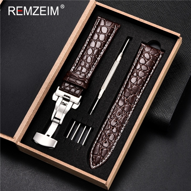 Watch Bands Strap Factory Genuine leather Watch Strap Butterfly Clasp watchband 16 17 18 19 20 21 22 24mm Watch Band With Watchband Box 230411