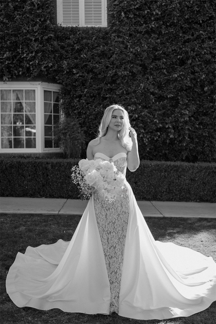 Lace Vintage Full Mermaid Wedding Dresses With Detachable Train Sweetheart Satin Overskirt Robe De Mariages