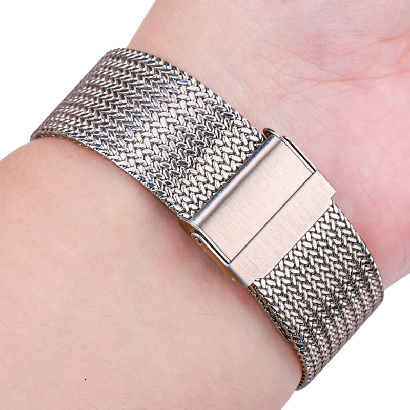 Watch Bands Stainless Steel Watch Band Bracelet 16mm 18mm 20mm 22mm Mesh Milanese Loop Watchbands Women Men Replacement Strap Accessories 230411