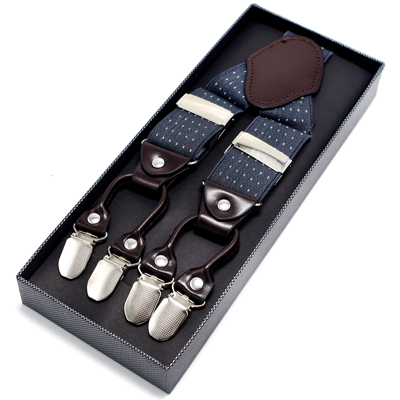 Suspenders Man's Suspenders Leather Casual Straps Yback Shape Men's Trousers Suspensorio Elastic Clipson Ceinture suspendue 3.5*120cm 230411