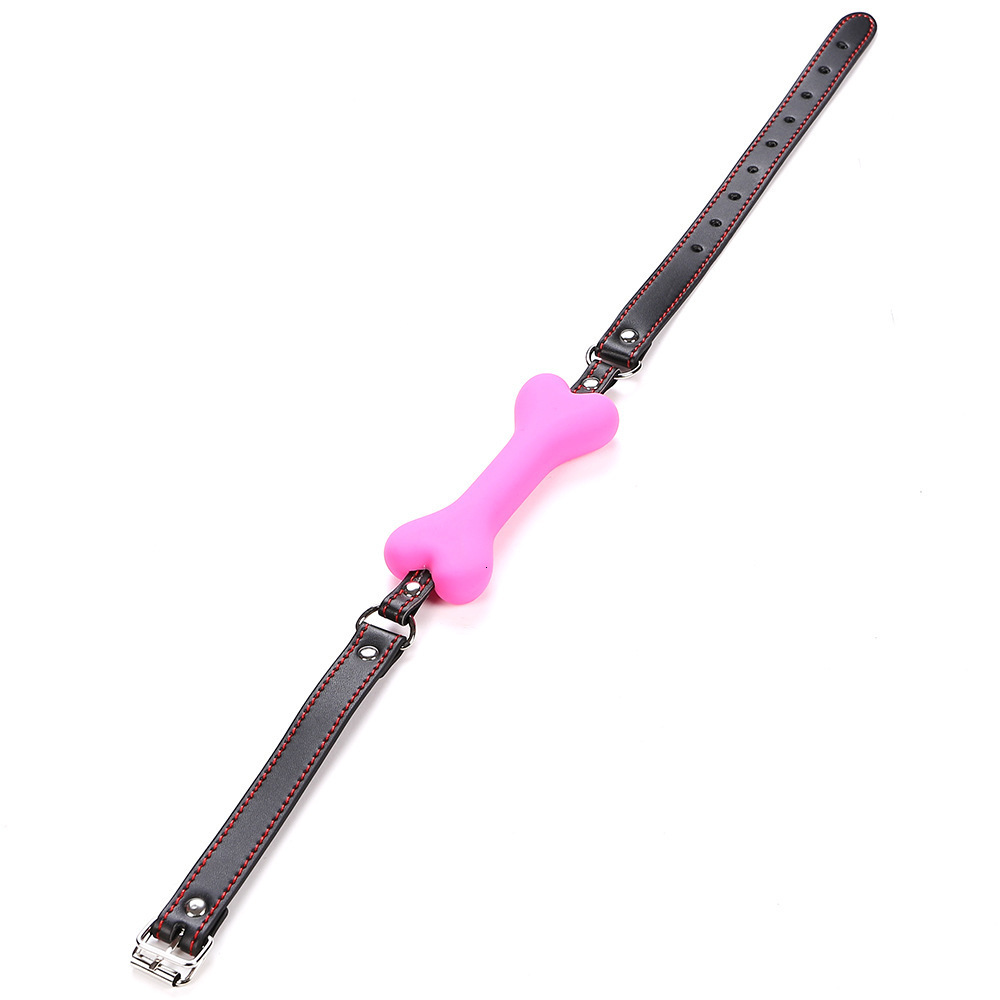 Adult Toys Sexy PU Leather Buckle Straps Silicone Dog Bone oral fixation Mouth Gag for couple Slave BDSM adult games restraints estim 230411
