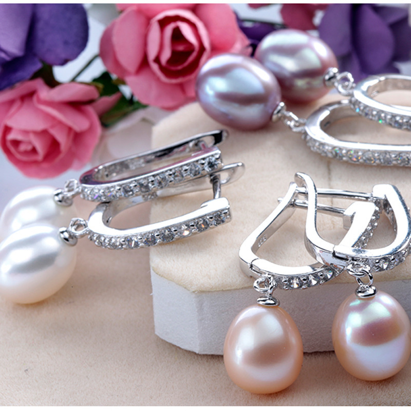 Dangle Chandelier Women Freshwater Pearl Earrings Zircon Fashion 925 Sterling Silver Drop Earring White Real Pearl Wedding Jewelry With Box 230410