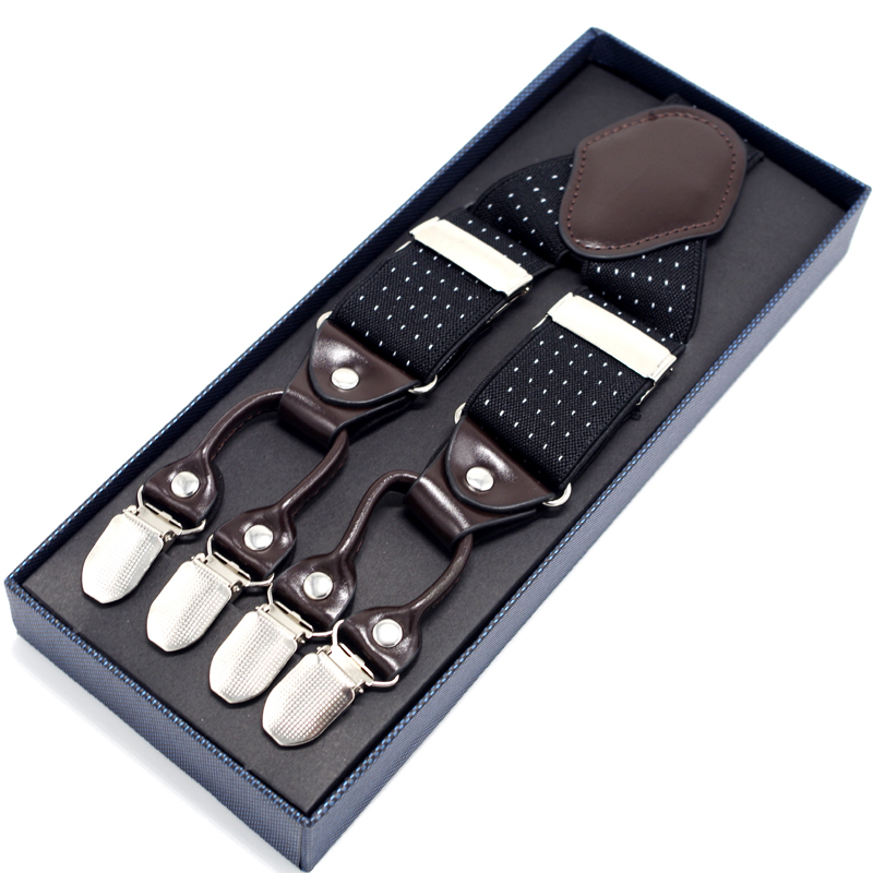 Suspenders Man's Suspenders Leather Casual Straps Yback Shape Men's Trousers Suspensorio Elastic Clipson Ceinture suspendue 3.5*120cm 230411