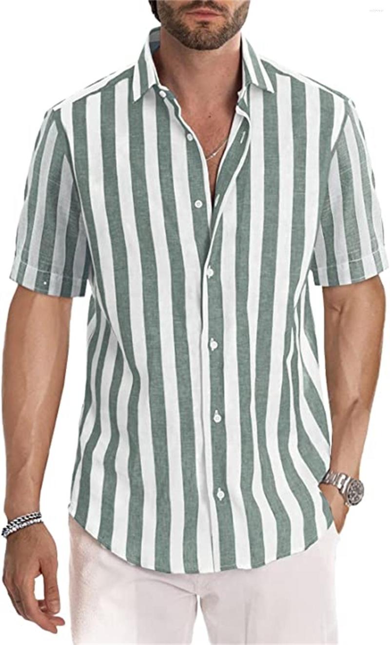 Men's Casual Shirts Men Patchwork Stripe Tops Fashion Well Fitting Comfortable Contrast Color Laepl Button