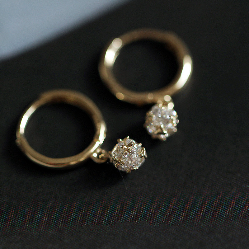 Stud Shiny Exquisite Zircon Ball Earrings for Women 925 Sterling Silver Plated 9k Gold Earrings 230410