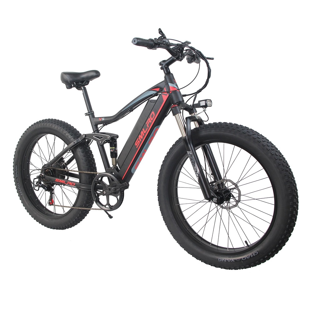 SMLRO V5 26 Inch 4.0 Fat Tire Electric Bike Hidden Battery Full Suspension 48V13AN1000W Electric Bicycle 7 Speeds