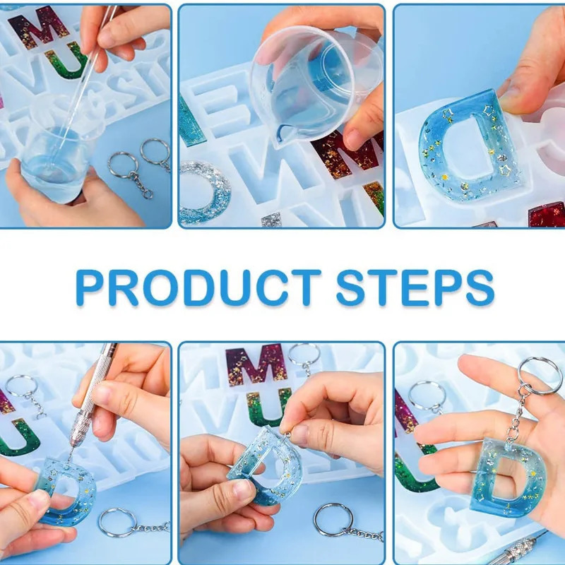 Jewelry Boxes Alphabet Resin Mold Kit Letter Silicone Casting Keychain Making DIY Epoxy Supplies Accessories 231110