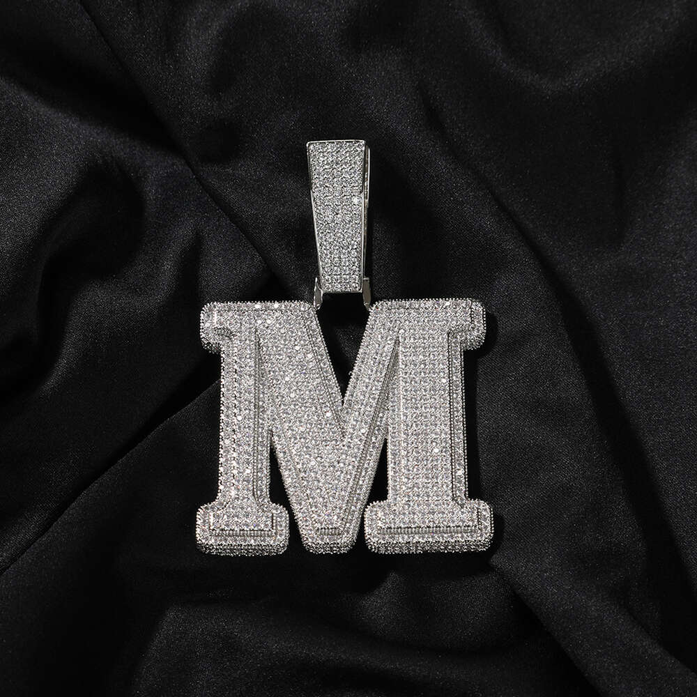Custom Name Letter Pendant Men Sier Plated Street Style 5A Zircon Hiphop Necklace