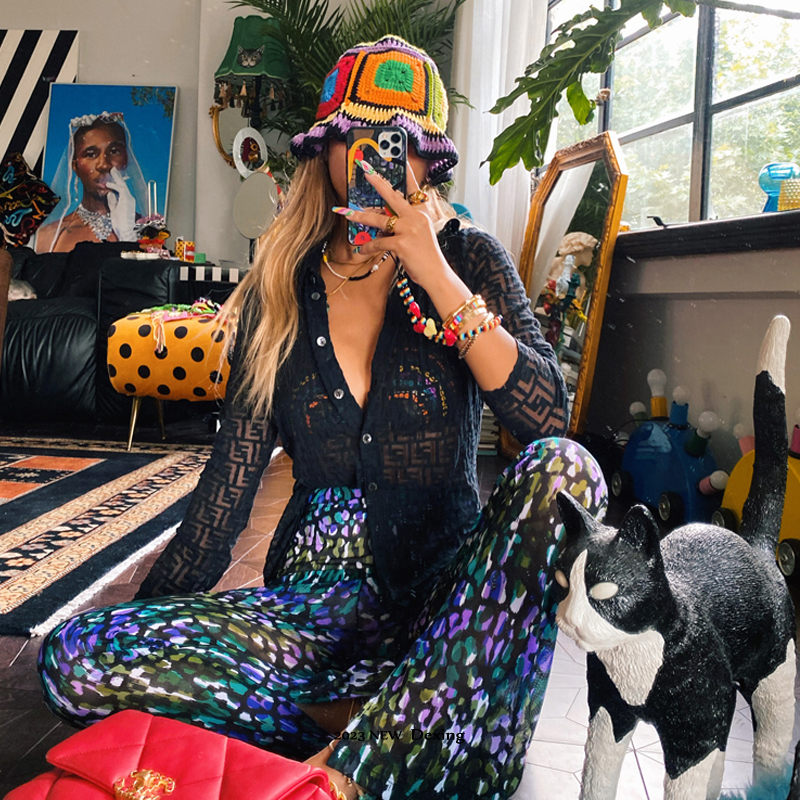 Stingy Brim Hats 2023 Womens Handmade Crochet Bucket Hats Y2k Fashion Summer Beach Hat Korean Hollow Knitted Hat 230411