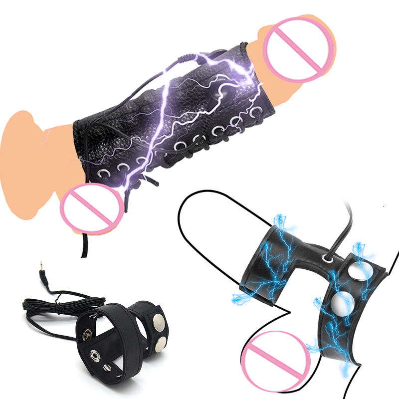 Adult Toys Strongest BDSM Power Box Electro Shock Penis Ring Electric Stimulate Massage Glans Trainer Cock Cage Extender Men Sex Tool 230411