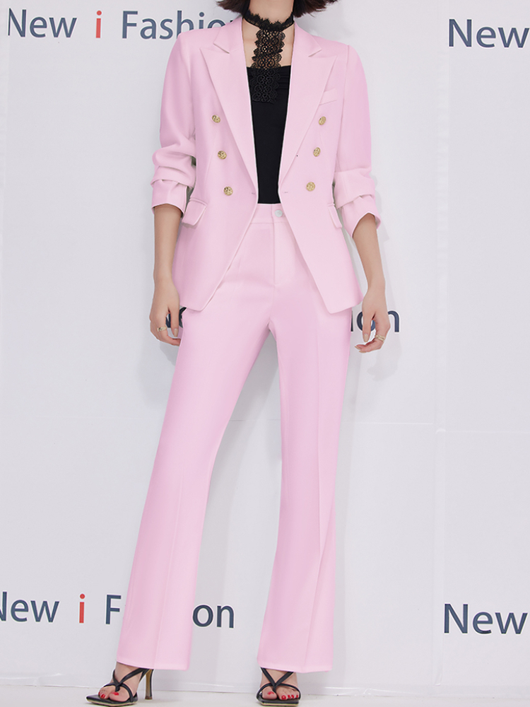 Women's Two Piece Pants Fashion Women Vintage Blazer Trousers Suit OL Elegant Solid Formal Jackets Straight Pantsuit Female Business 2 Pieces 230