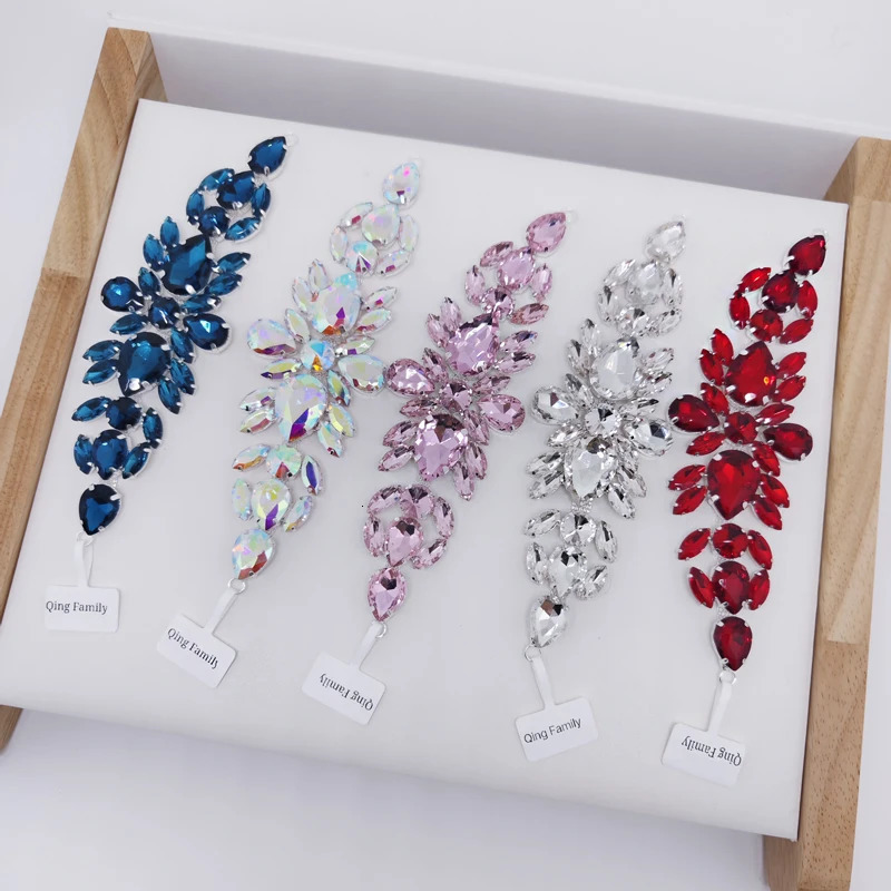 Chokers Qing Family 1pcs Crystal AB Sew On s Applique waterdrop Bottom Glitter Flatback Sewing DIY Wedding Dress Accessories 231110