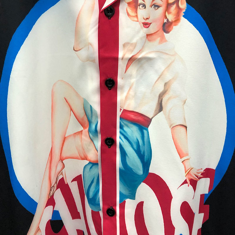 Men's Casual Shirts Streetwear Social Party Blusa Camisa Masculina Woman Portrait Print Men Shirt Short Sleeve Summer Hawaii Shirt Chemise Homme 