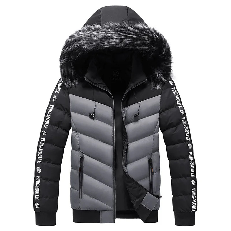Men's Down Parkas Men Winter Jacket Fur Collar Hooded Thick Warm Cotton Outwear Man Patchwork Parka and Coats Windbreaker Parkas Male M-5XL 23111