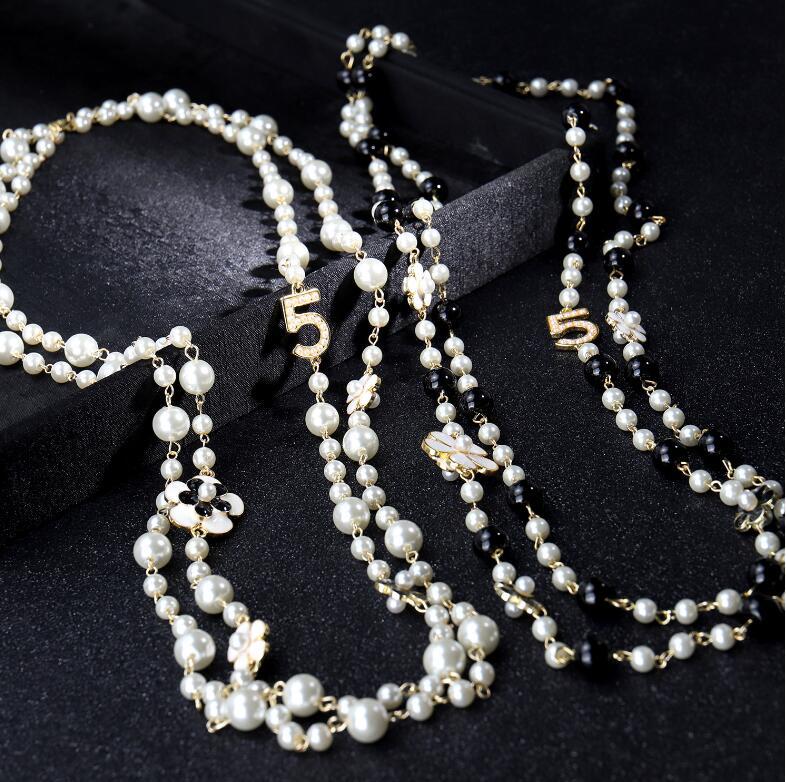 Trendy Long Pearls Necklace for women Flower Number 5 Necklace Layered Sweater Necklaces Camellia Flower Collares Party
Trendy Long Pearls Necklace for women Flower Number 5 Necklace Layered Sweater Necklaces Camellia Flower Collares Party