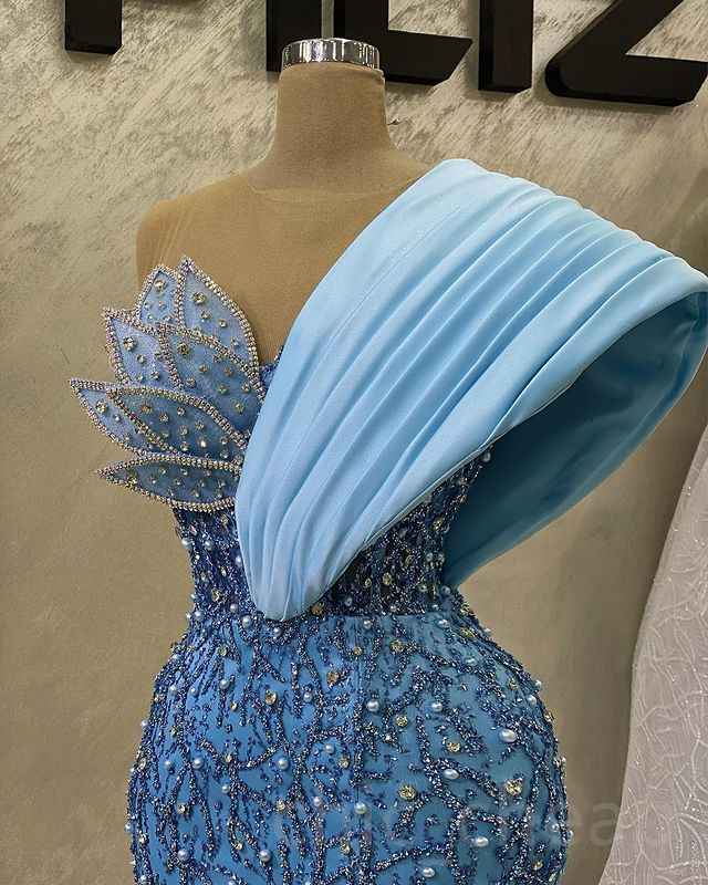 2023 April Aso Ebi Beaded Crystals Prom Dress Mermaid Sequined Lace Evening Formal Party Second Reception Birthday Engagement Gowns Dresses Robe De So