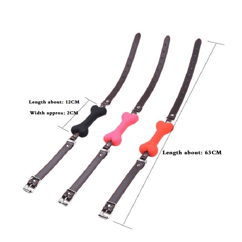 Adult Toys Sexy PU Leather Buckle Straps Silicone Dog Bone oral fixation Mouth Gag for couple Slave BDSM adult games restraints estim 230411