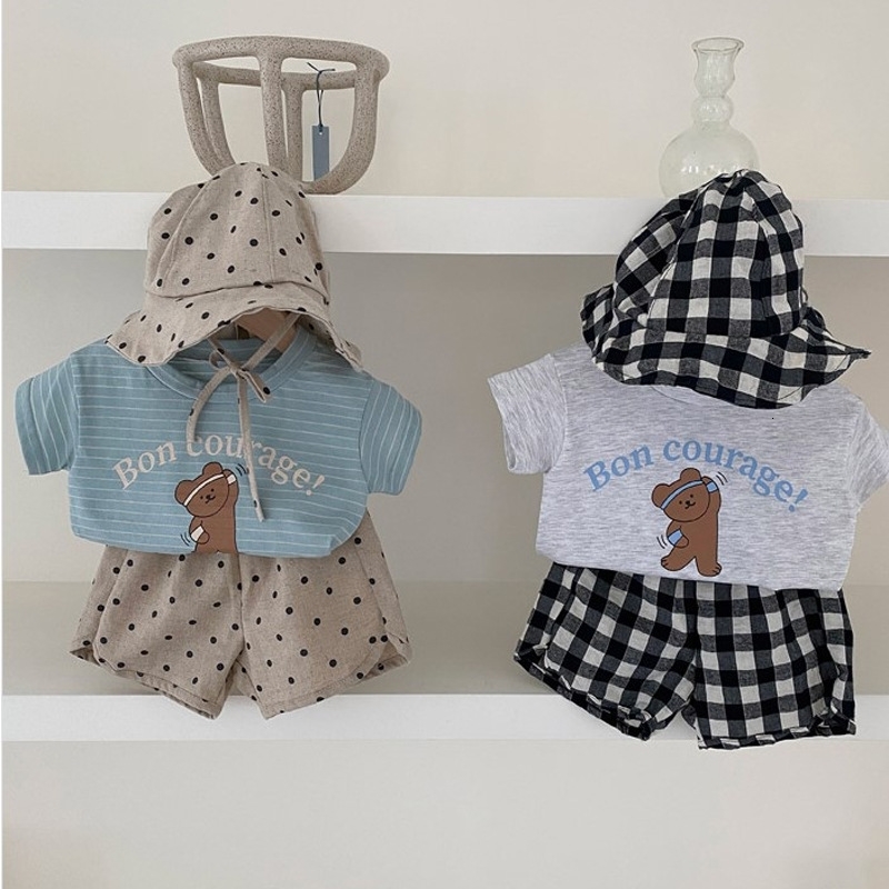 Shorts 100 Cotton Kids Summer Korean Style Thin Boys And Girls Baby Casual Dot Plaid Short Pants Children s Clothing WTP36 230411