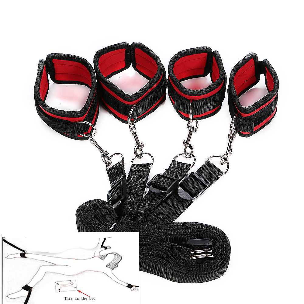 Cockrings Handcuffs Bondage Erotic Under Bed Sex Restraint System Games for Adults Wrists Ankle Cuffs Sexy Lingerie Set 230411