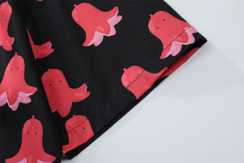 Men's Casual Shirts Hong Kong Style Vintage Bell Flower Full Print Short Sleeve Shirt Men and Women for Hip Hop 230410