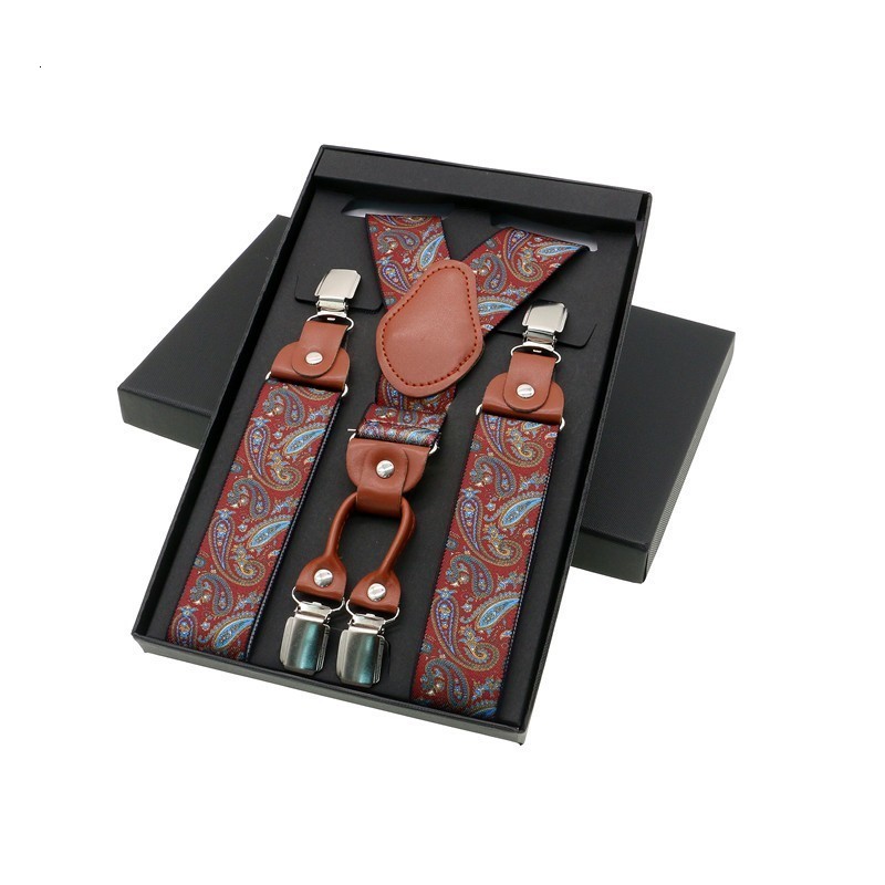 Suspenders 4 Clips Fashion Suspenders Leather Alloy Braces Male Unisex Vintage Casual Leather Suspensorio Trousers Strap Husband's Gift 230411