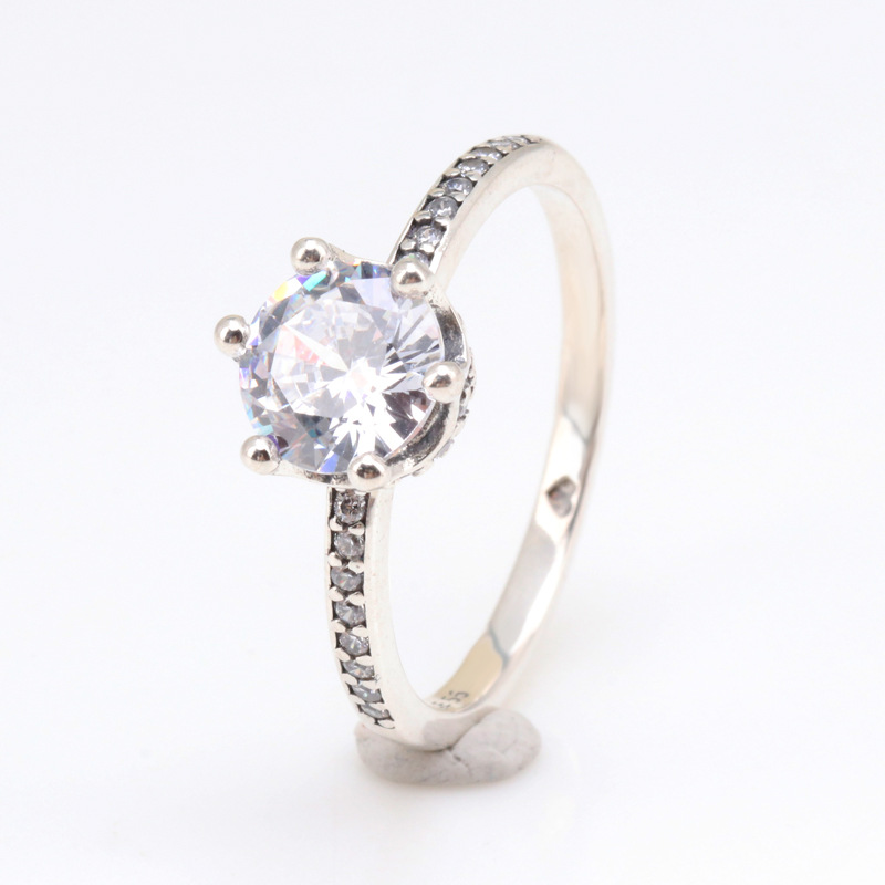 Creative 925 Silver Ladies' Diamond Ring with Sparkling Bezel Setting for Festive Celebrations