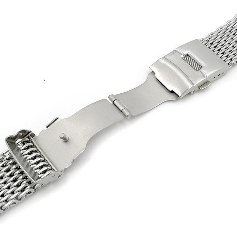 Watch Bands 18202224mm Steel Dive Shark Mesh for Milanese Watch Bracelet Strap Band Weaving Double Snap Strap 230411