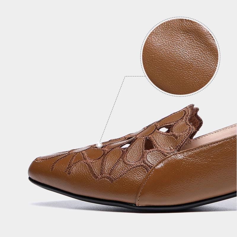 Dance Shoes Pofulove Mid Heel Shoes Women Heels Wedding PU Leather Hollow Out Black Square Heel Formal Shoes Office Lady Spring Fall Zapatos 230411