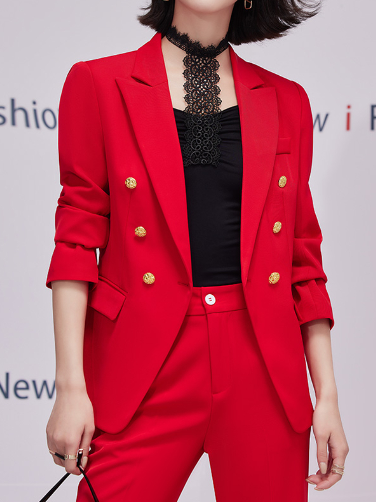 Women's Two Piece Pants Fashion Women Vintage Blazer Trousers Suit OL Elegant Solid Formal Jackets Straight Pantsuit Female Business 2 Pieces 230