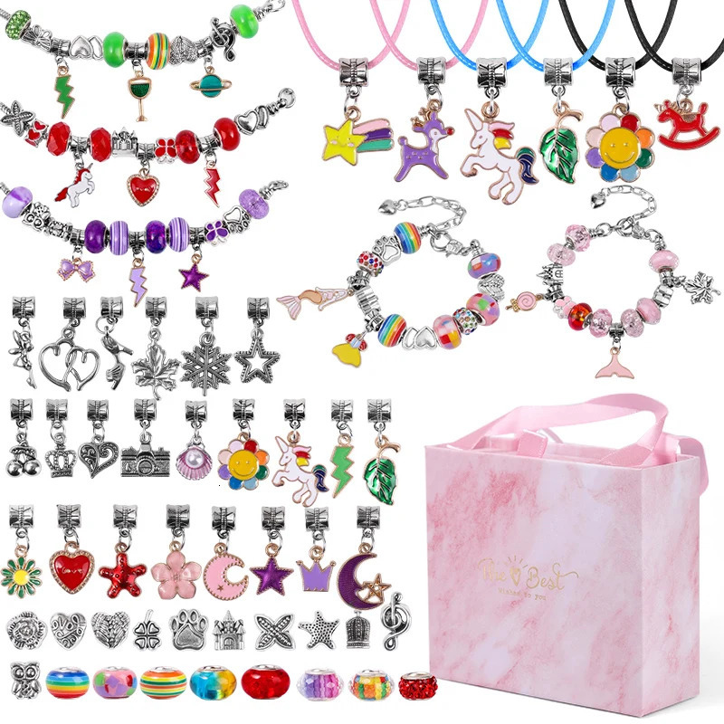 Acrylic Plastic Lucite DIY Bracelet Making Kit Jewelry Accessories with Beads Pendant Charms Bracelets and Necklace String for Girls 231110